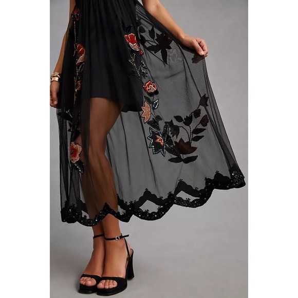 Anthropologie Not So Serious by Pallavi Mohan Midnight Garden Maxi Dress - Picture 4 of 9